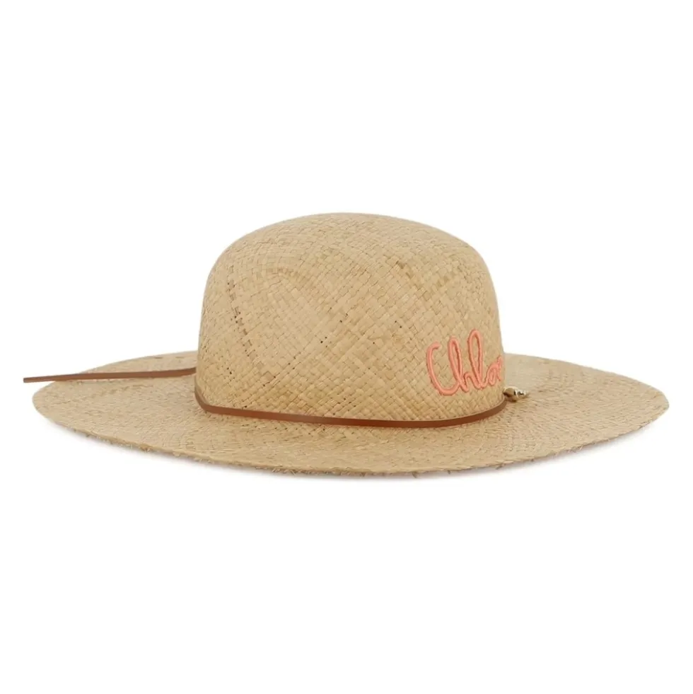 Embroidered Raffia Hat
