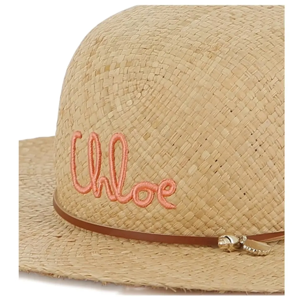 Embroidered Raffia Hat
