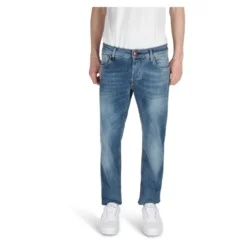 Faded denim slim fit jeans