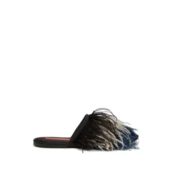 Fjer Hjemmesko - Broderede Strudsefjer Slip-ons