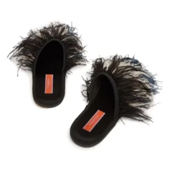 Fjer Hjemmesko - Broderede Strudsefjer Slip-ons
