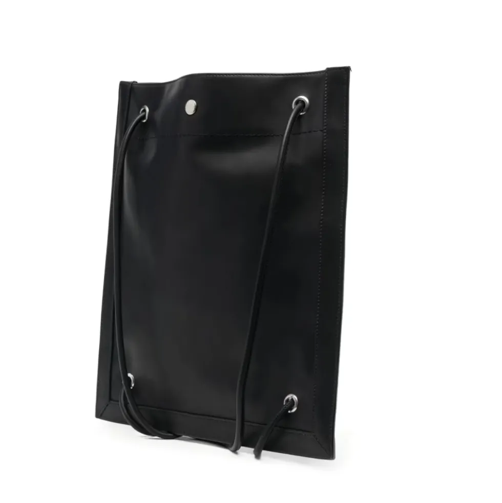 Flad Crossbody Taske Sort Læder