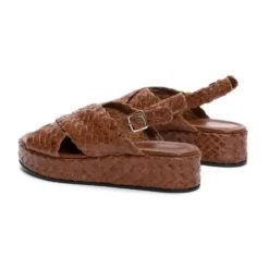 Flettet Læder Karamel Sandal