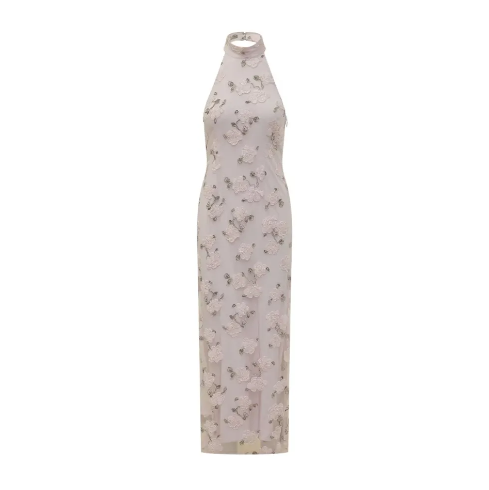 Flower Beads Maxi Dress