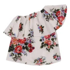 Flower Bouquet-Print Poplin Top