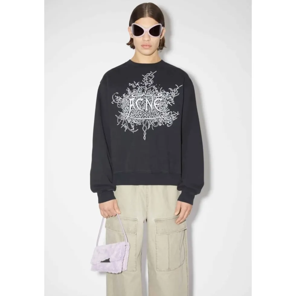 Fluorescerende Sort Logo Sweatshirt