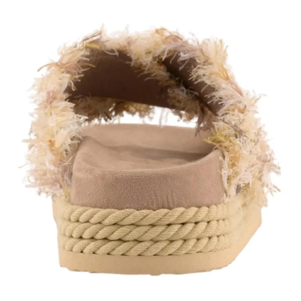 Fringed Crossover-Strap Sandal