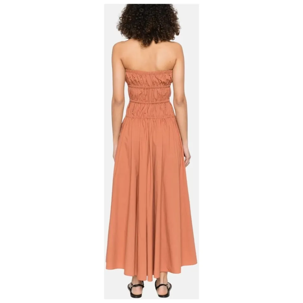 Front Buttoned Strapless Midi Kjole