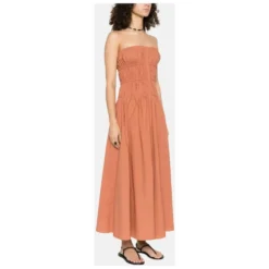 Front Buttoned Strapless Midi Kjole