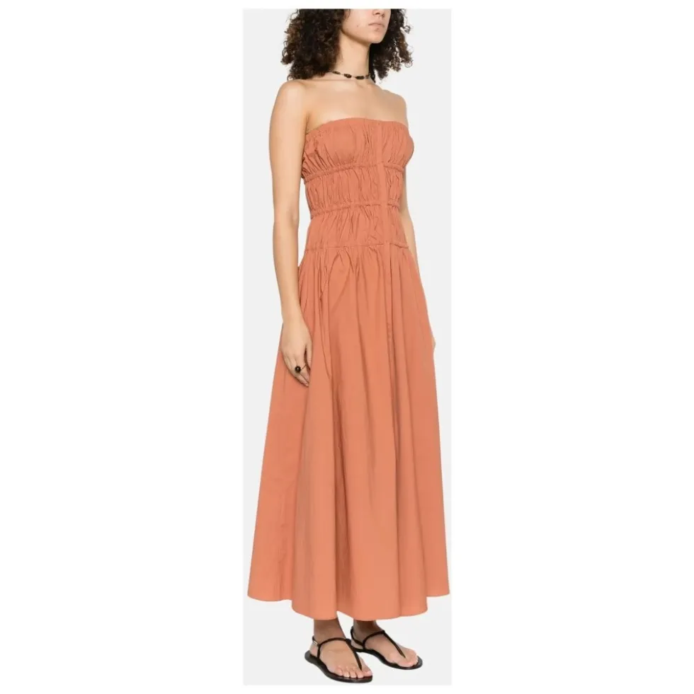 Front Buttoned Strapless Midi Kjole