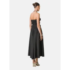 Front Buttoned Strapless Midi Kjole