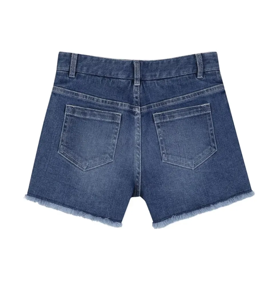 Frynse-kantede denimshorts