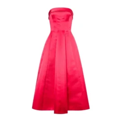 Fuchsia Bustier Kjole 50`er Stil Midi