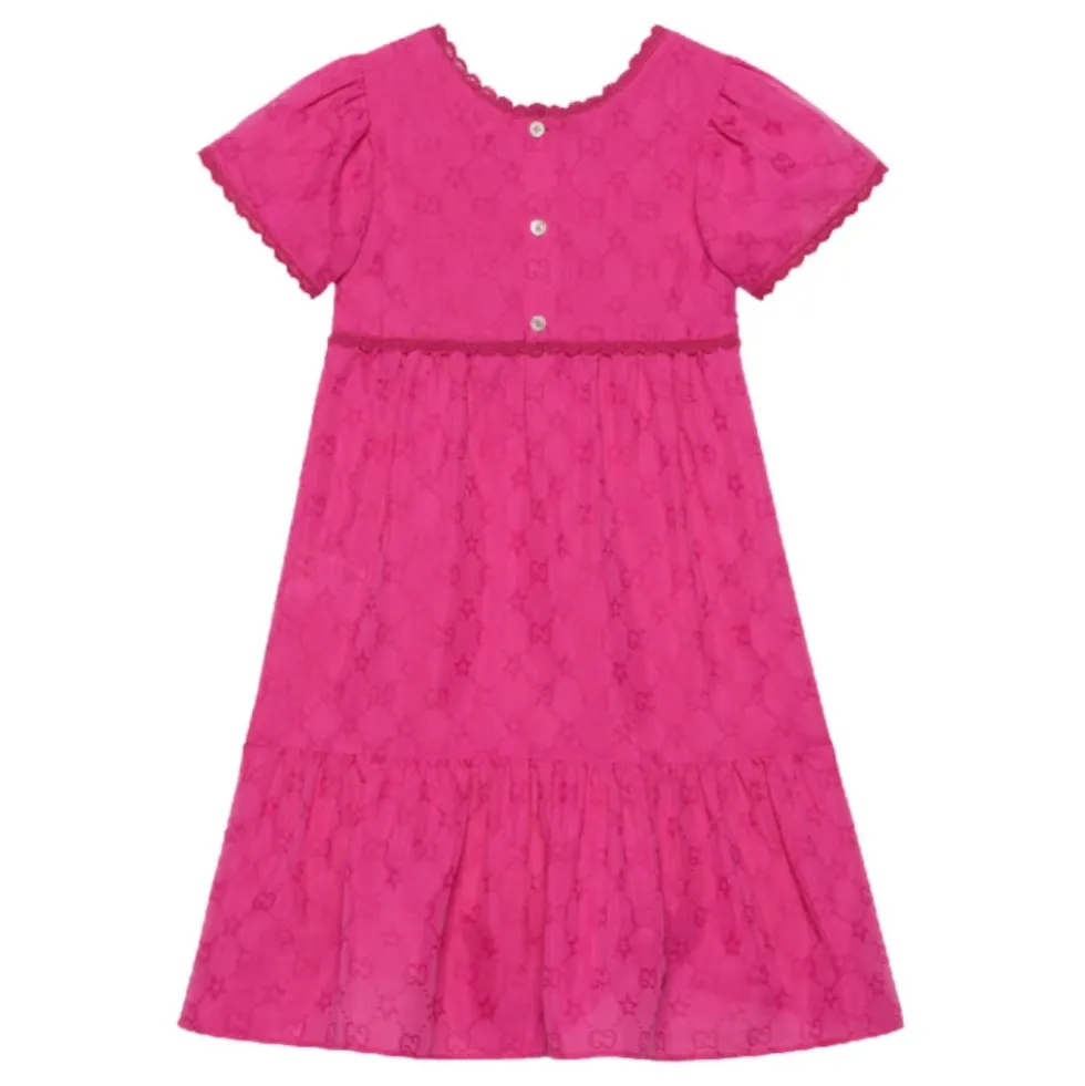 Fuchsia Star Broderet Kjole