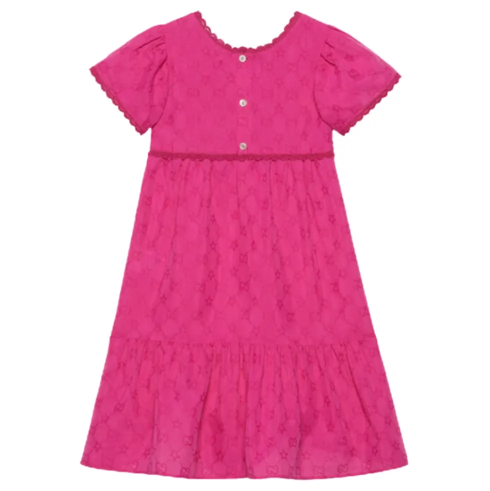 Fuchsia Star Broderet Kjole