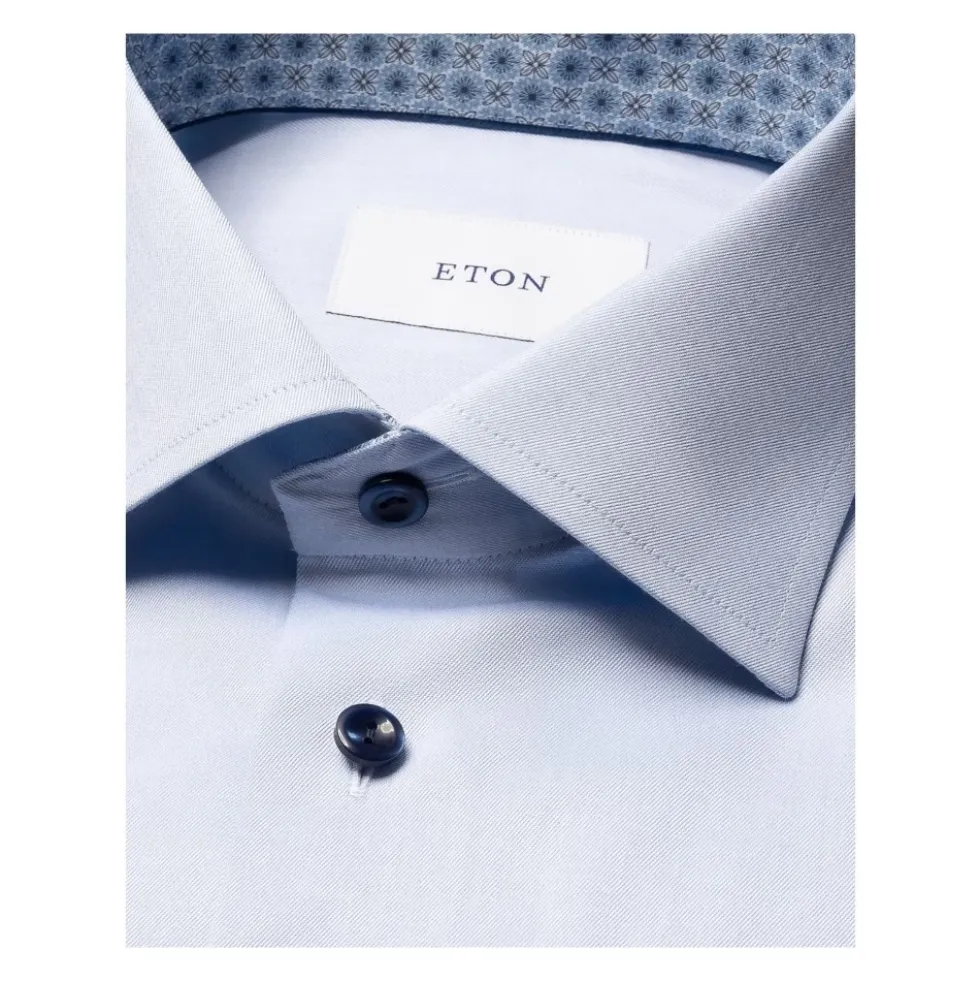 Geometric Effect Contemporary Fit Signaturer Twill Shirt Light Blue