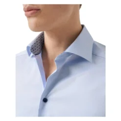 Geometric Effect Contemporary Fit Signaturer Twill Shirt Light Blue