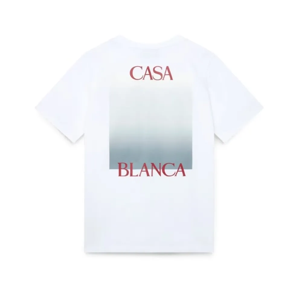 Gradient Square Printed White T-shirt