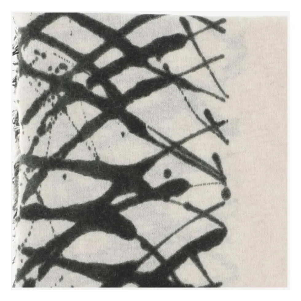 Grafisk Print Cashmere Blend Tørklæde