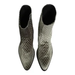 Grå Bomuld Velvet Mid Calf Støvler