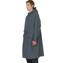Grå Parka Stil Frakke med Hætte