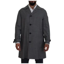 Grå Ternet Trenchcoat, Elegant Stil