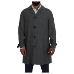 Grå Ternet Trenchcoat, Elegant Stil