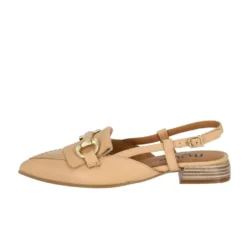 Gylden Front Lås Lædersandal