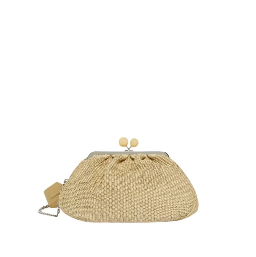 Gylden Raffia-effekt Skuldertaske