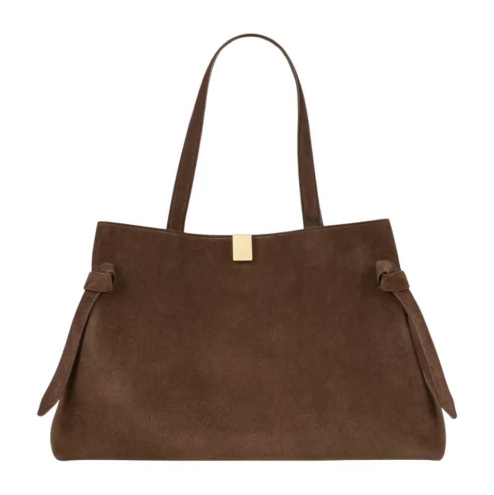 Gyoza Suede Tote Taske Chokolade