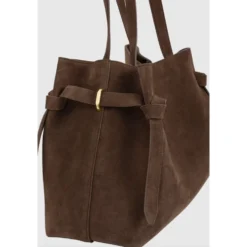 Gyoza Suede Tote Taske Chokolade