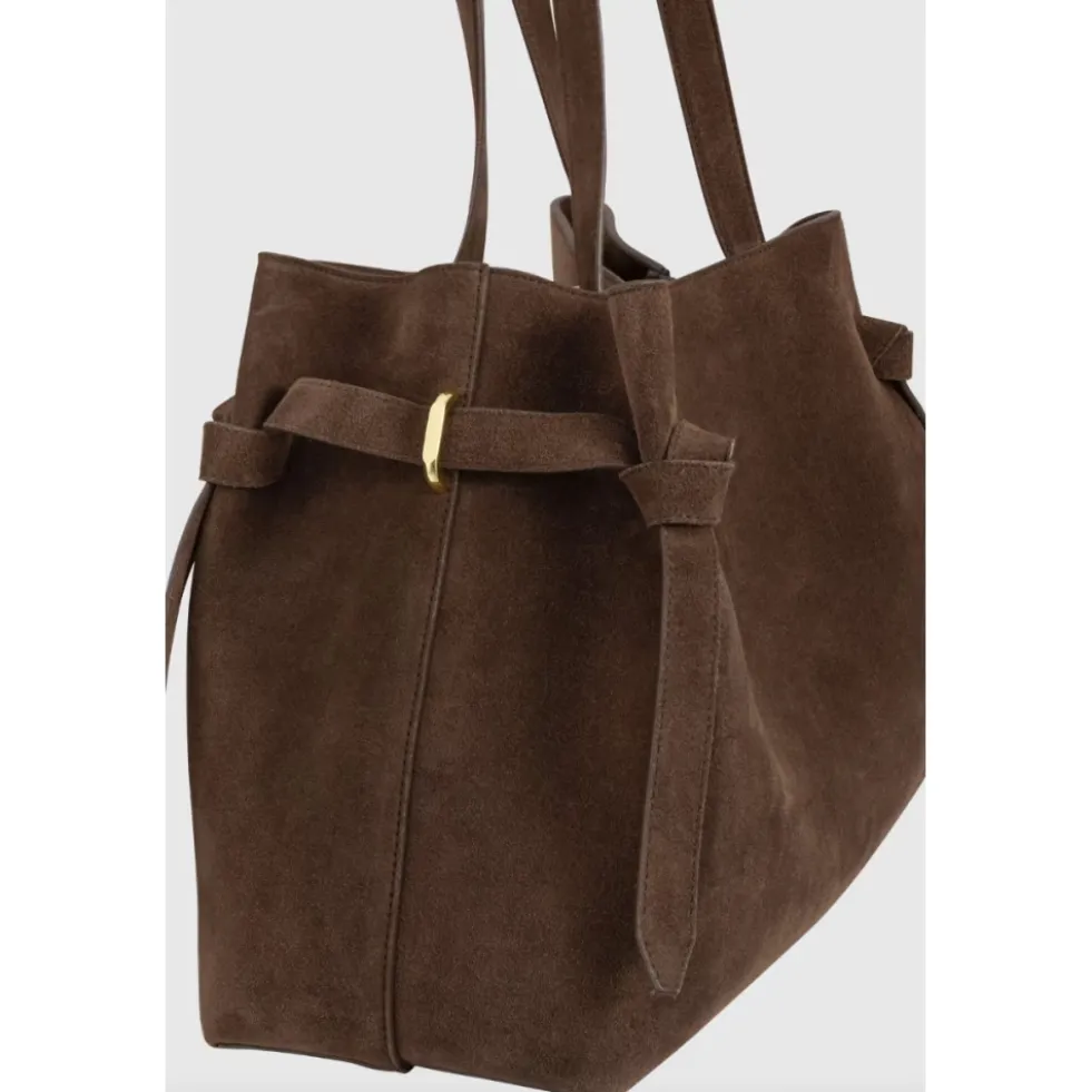 Gyoza Suede Tote Taske Chokolade