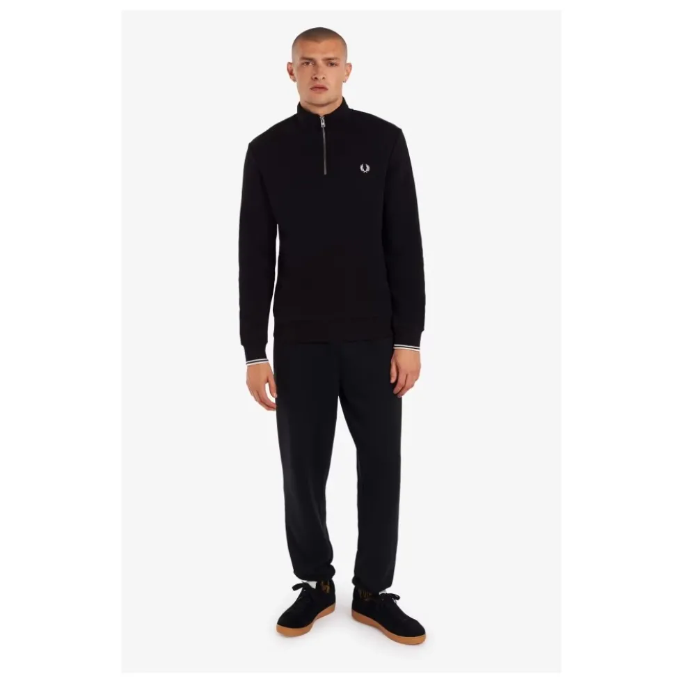 Half Zip Sweatshirt med striber på ryggen