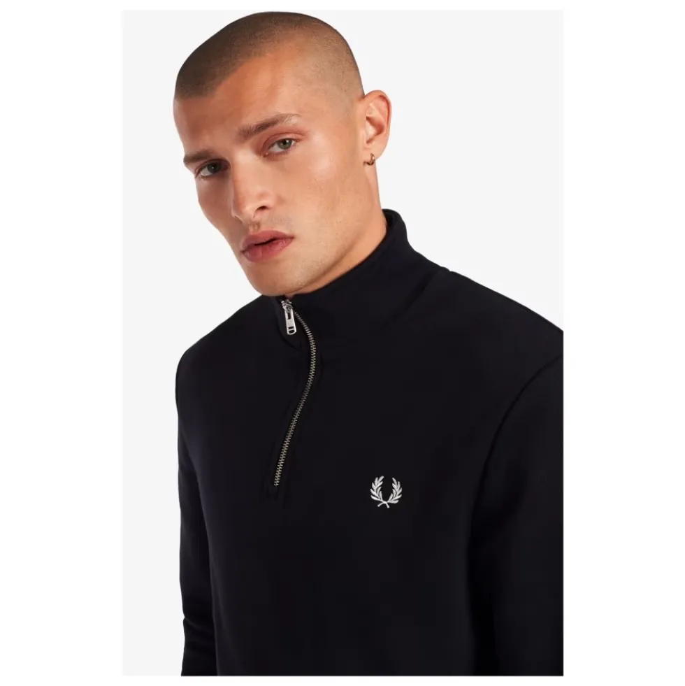 Half Zip Sweatshirt med striber på ryggen