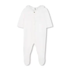 Hat, Bib & Lace-Trimmed Footed Onesie Set