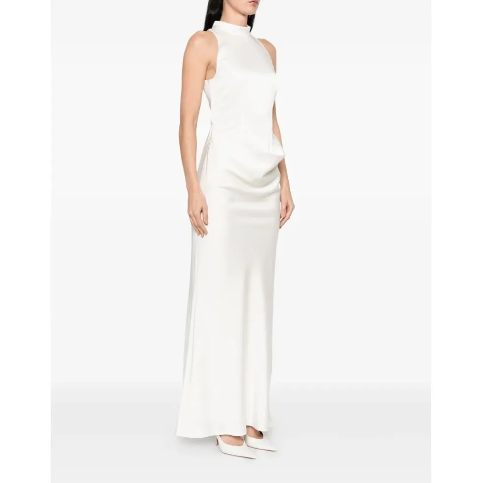 High-neck Satin Dress