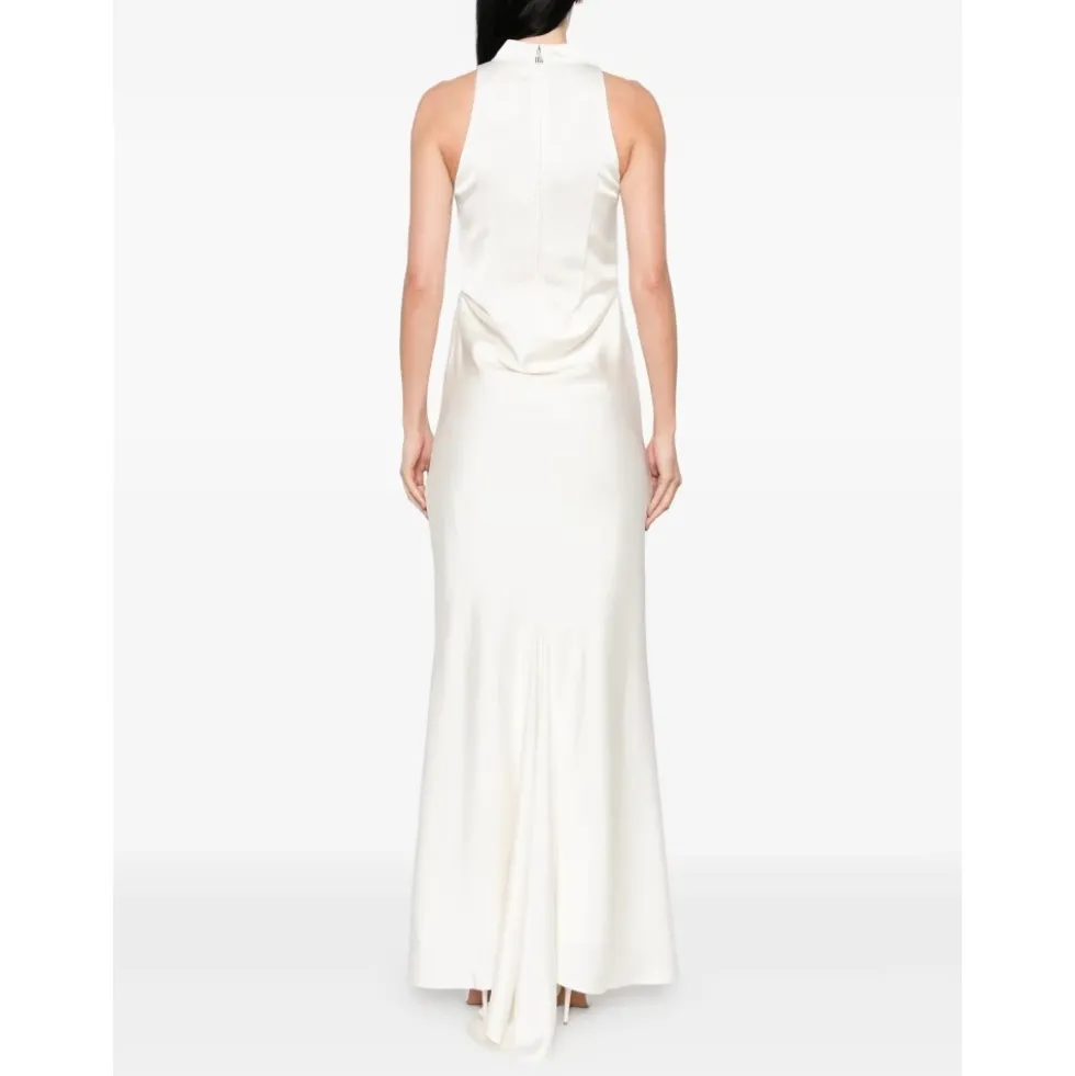 High-neck Satin Dress