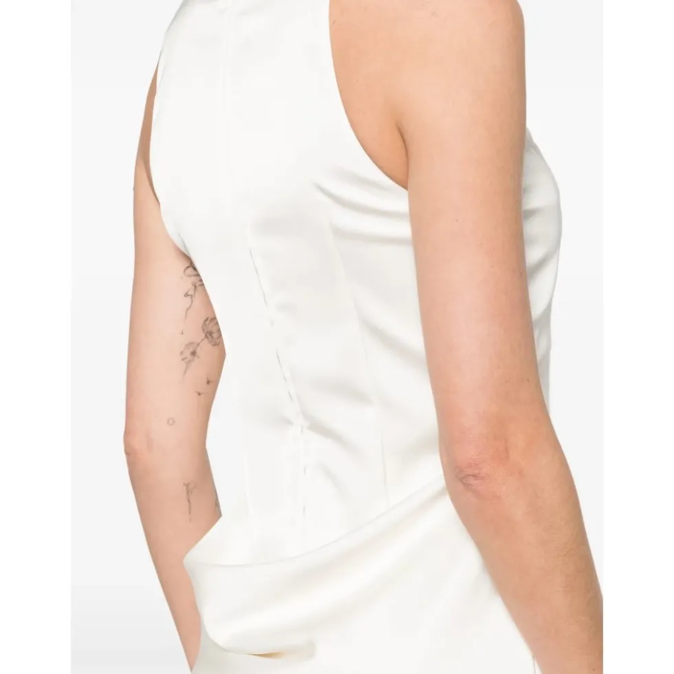 High-neck Satin Dress