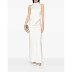 High-neck Satin Dress