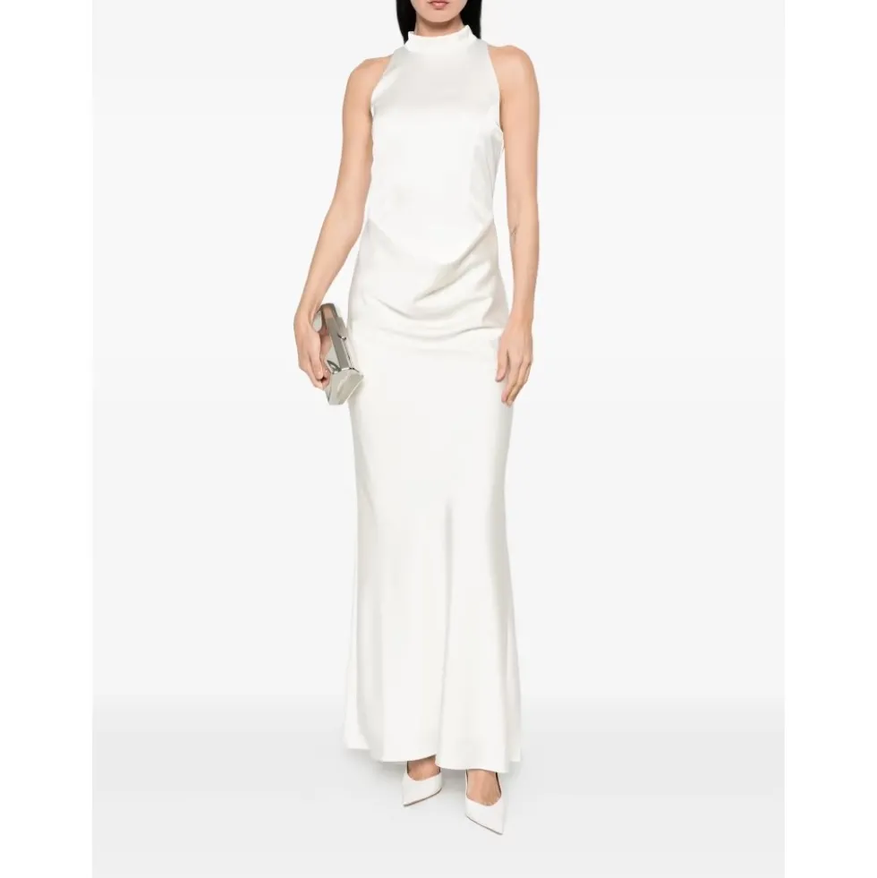 High-neck Satin Dress