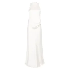 High-neck Satin Dress