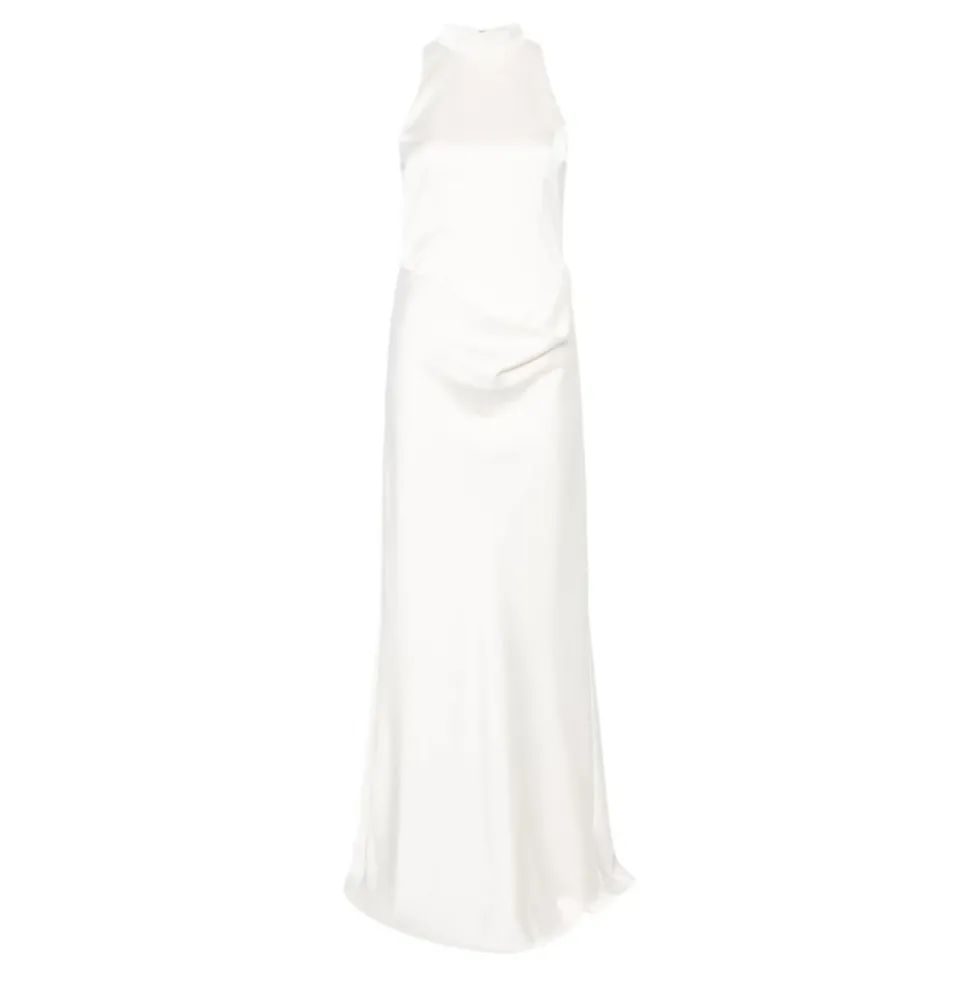 High-neck Satin Dress