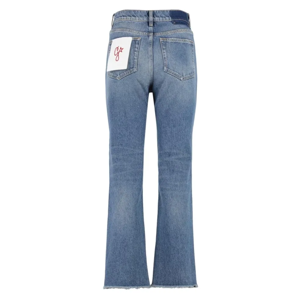 Højtaljede flared jeans med broderet logo
