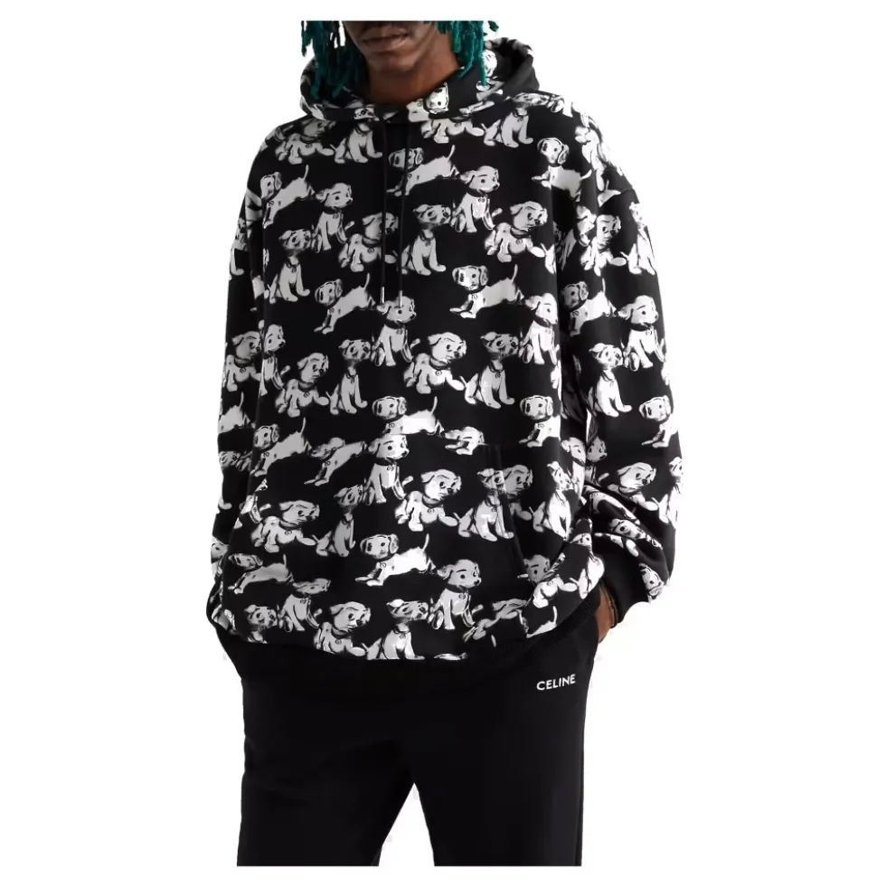 Hooded Printed Dogs Sweatshirt
