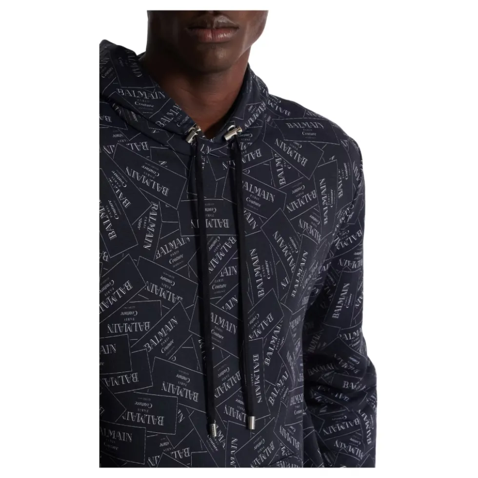 Hættetrøje med allover label print