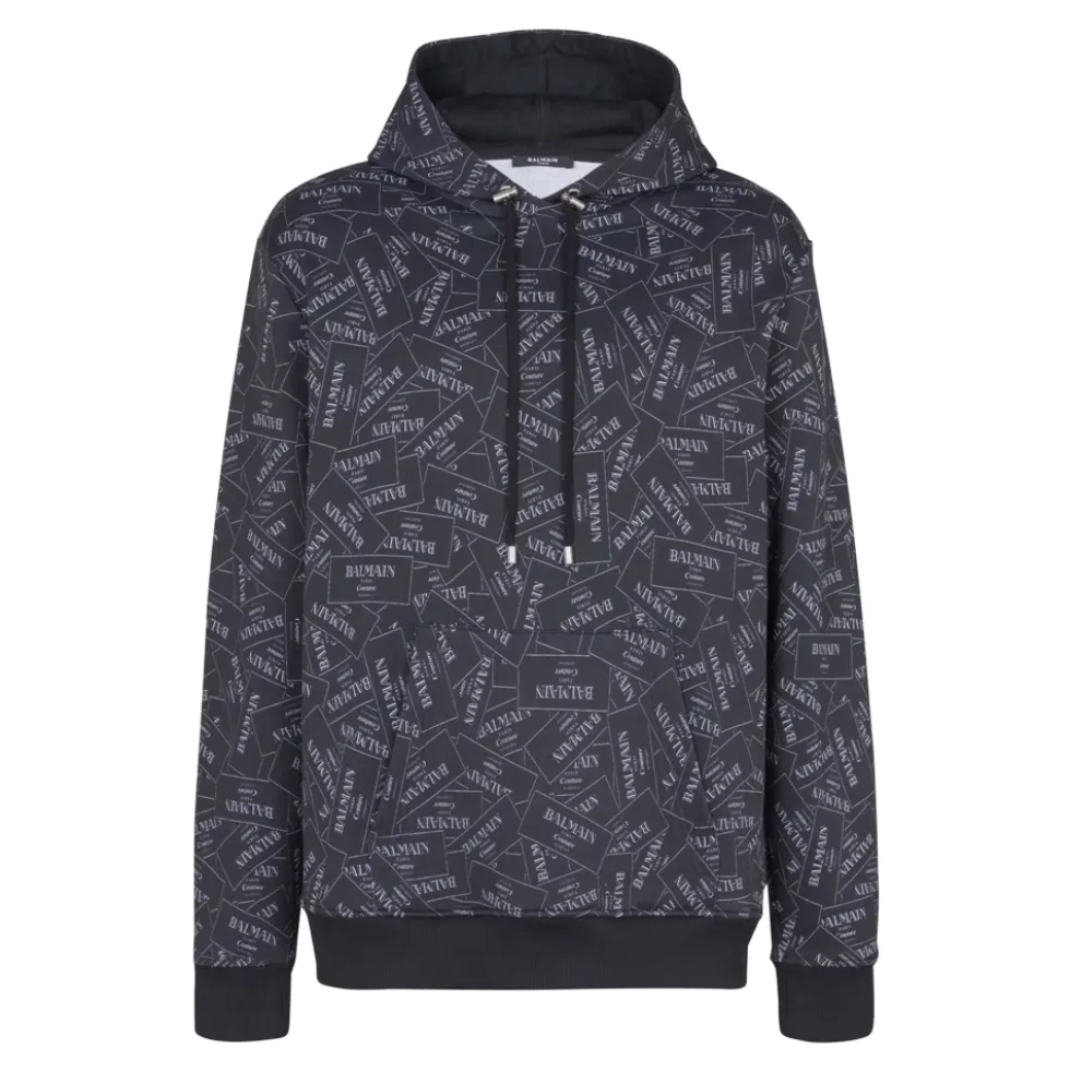 Hættetrøje med allover label print
