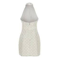 Hvid Beaded Halterneck Kjole