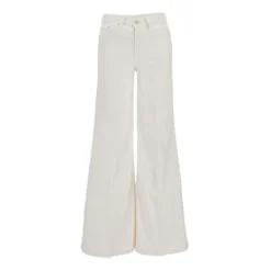 Hvid Corduroy Jeans med Fem Lommer