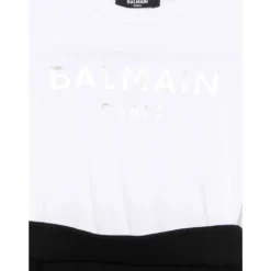 Hvid Crew Neck Kjole med Logo