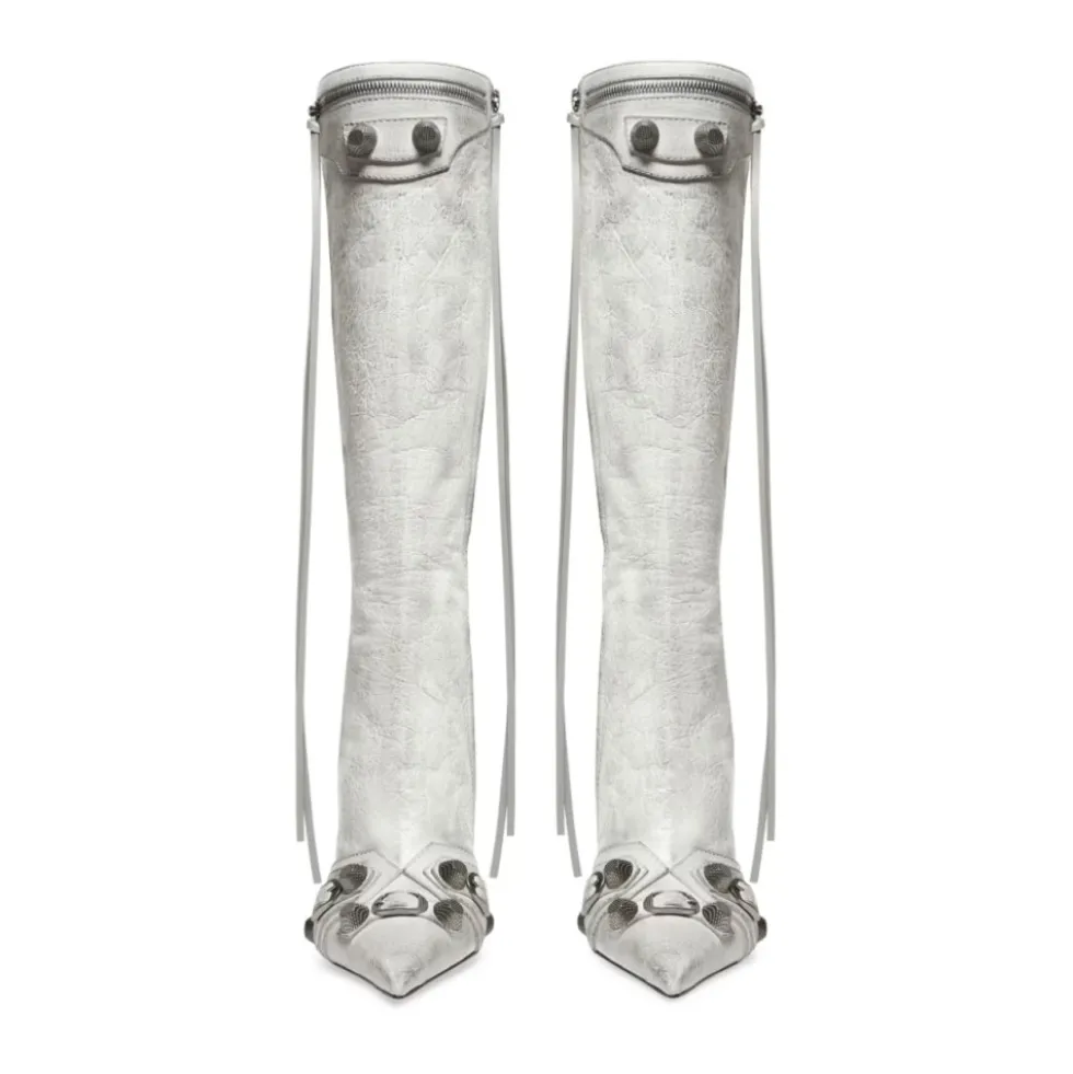 Hvide Cagole Point-Toe Stiletto Støvler